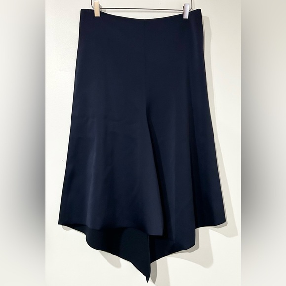 Tibi Navy Bonded Satin High Waisted Draped Skirt 2 - Picture 1 of 10